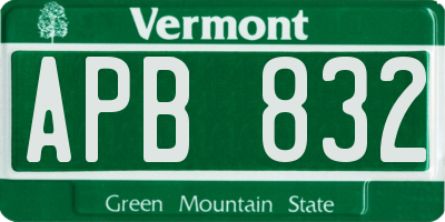 VT license plate APB832