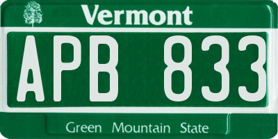 VT license plate APB833