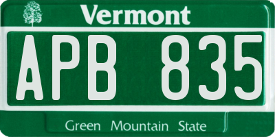 VT license plate APB835