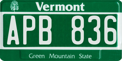 VT license plate APB836