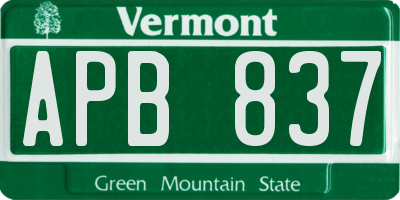 VT license plate APB837