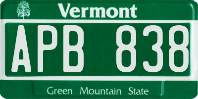 VT license plate APB838