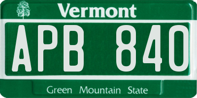 VT license plate APB840