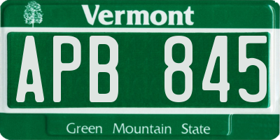 VT license plate APB845