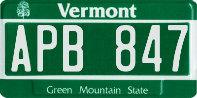 VT license plate APB847