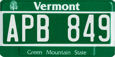 VT license plate APB849
