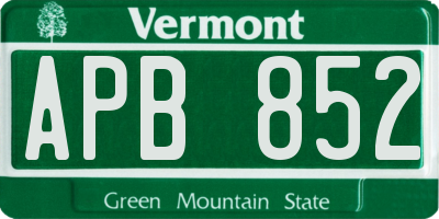 VT license plate APB852