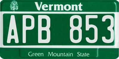VT license plate APB853