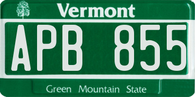 VT license plate APB855
