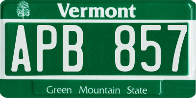 VT license plate APB857