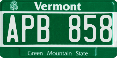 VT license plate APB858