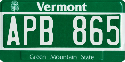 VT license plate APB865