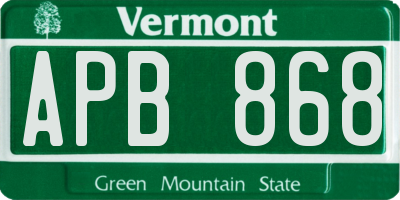 VT license plate APB868