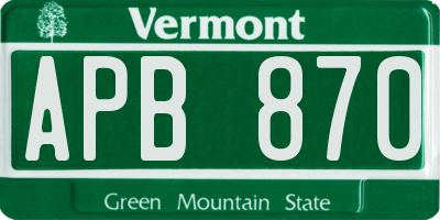 VT license plate APB870