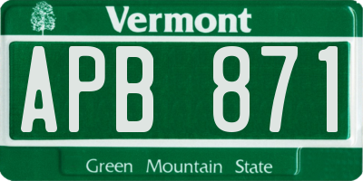 VT license plate APB871