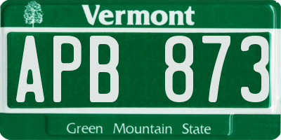 VT license plate APB873