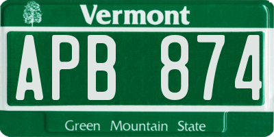VT license plate APB874