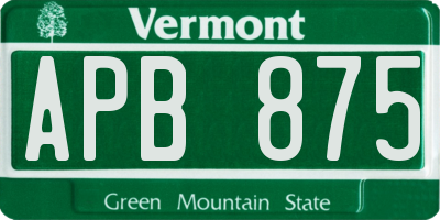 VT license plate APB875