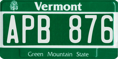 VT license plate APB876