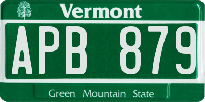 VT license plate APB879