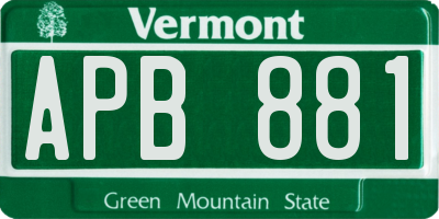 VT license plate APB881