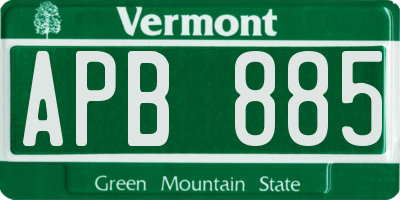 VT license plate APB885