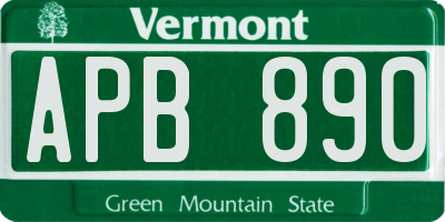 VT license plate APB890
