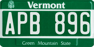 VT license plate APB896