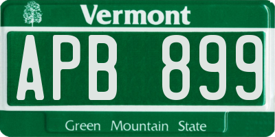 VT license plate APB899