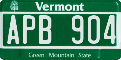 VT license plate APB904