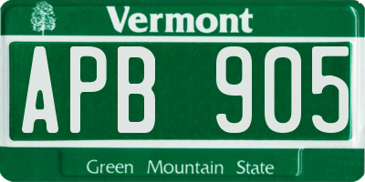 VT license plate APB905