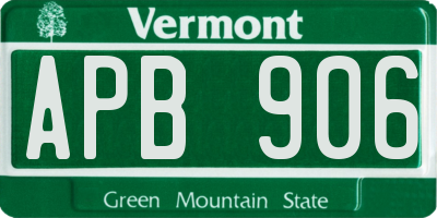VT license plate APB906