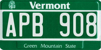 VT license plate APB908