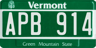 VT license plate APB914