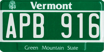 VT license plate APB916