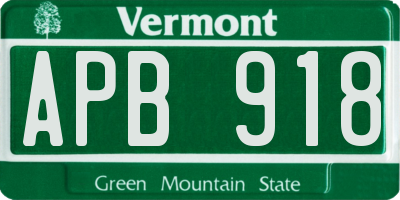 VT license plate APB918