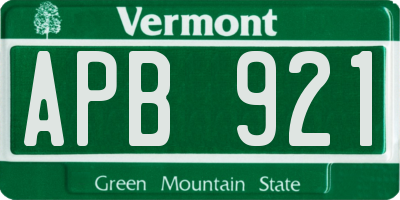 VT license plate APB921