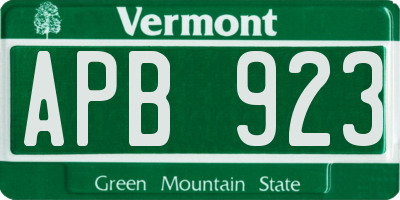 VT license plate APB923