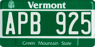 VT license plate APB925