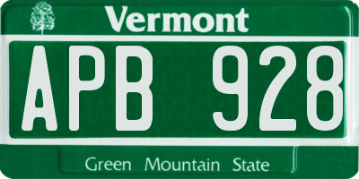 VT license plate APB928