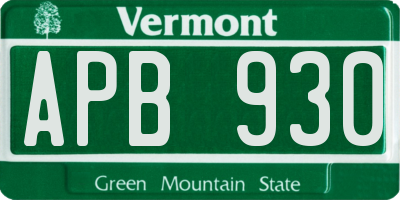 VT license plate APB930