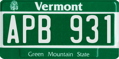 VT license plate APB931
