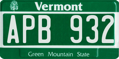 VT license plate APB932