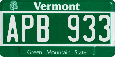 VT license plate APB933