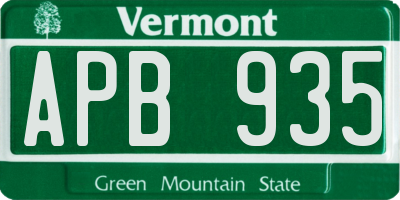 VT license plate APB935