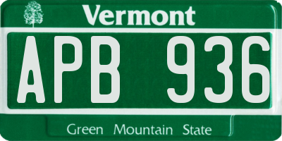VT license plate APB936