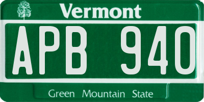 VT license plate APB940