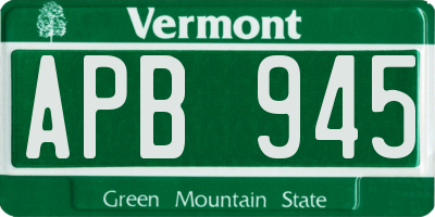 VT license plate APB945