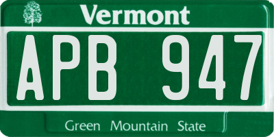 VT license plate APB947