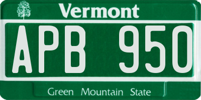 VT license plate APB950